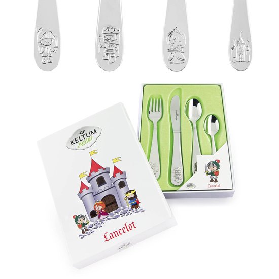 Keltum Junior - Ridder Lancelot - KS060.GA4 
Bij Juwelier van Kerkwijk vind je de leukste kinderbestekjes zoals dit 4 delige bestekje " Ridder Lancelot "

Alle bestekjes worden gemaakt van echt staal en zijn voorzien van leuke figuurtjes vaak afgeleid van kinder strip figuurtjes of bekende kinderprogramma'
