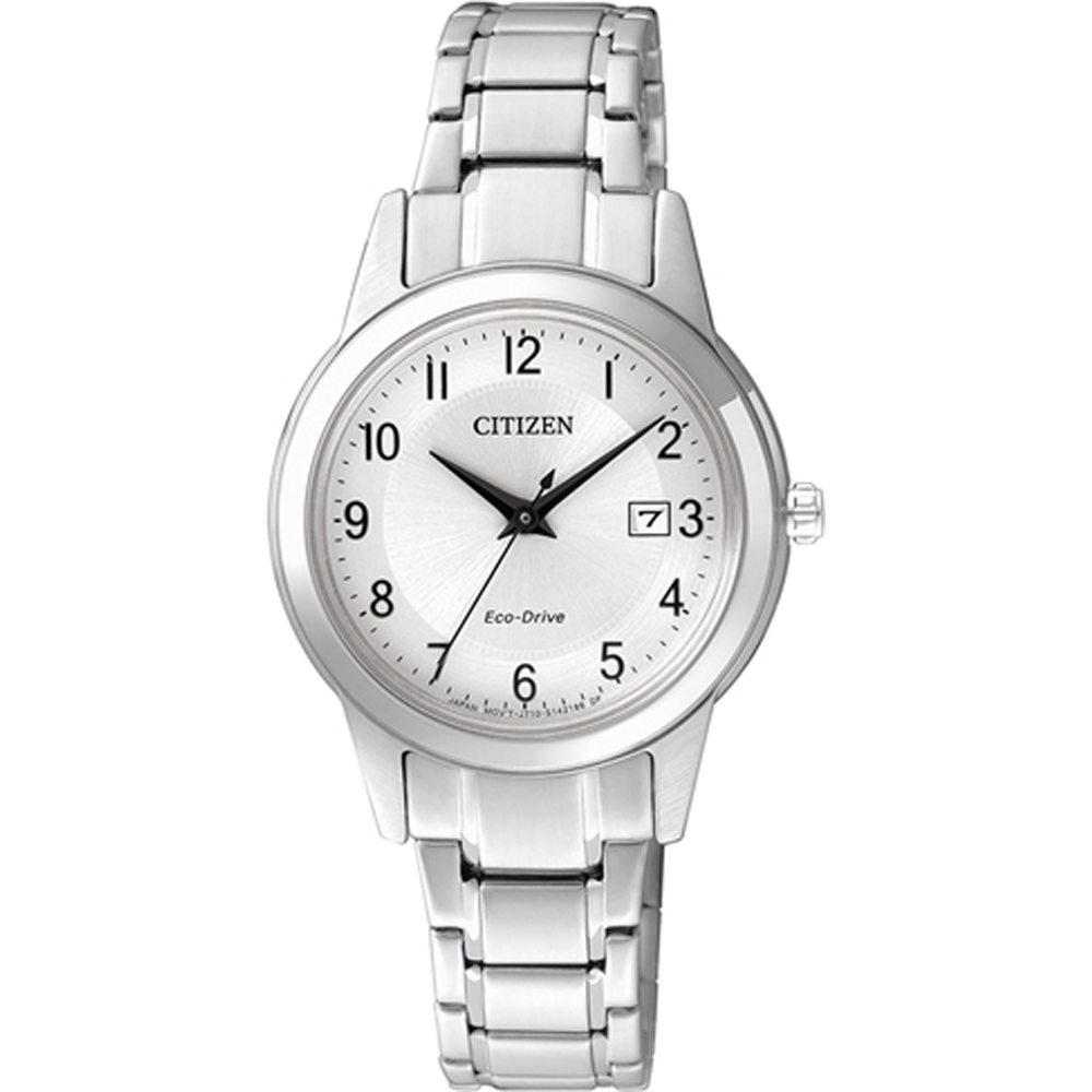 Citizen horloge FE1081-59B dames edelstaal 
Algemeen
Geslacht: dames
Model: FE1081-59B
Voordelen
- zonne-energie
- band edelstaal zilver
- wijzerplaat zilver met zilvere cijfers (arabisch)
- datum
- duidelijke tijdsweergave
- spat waterdicht: handenwassen, regen
- maat kast 30mm (breedte) 8mm (dikte)