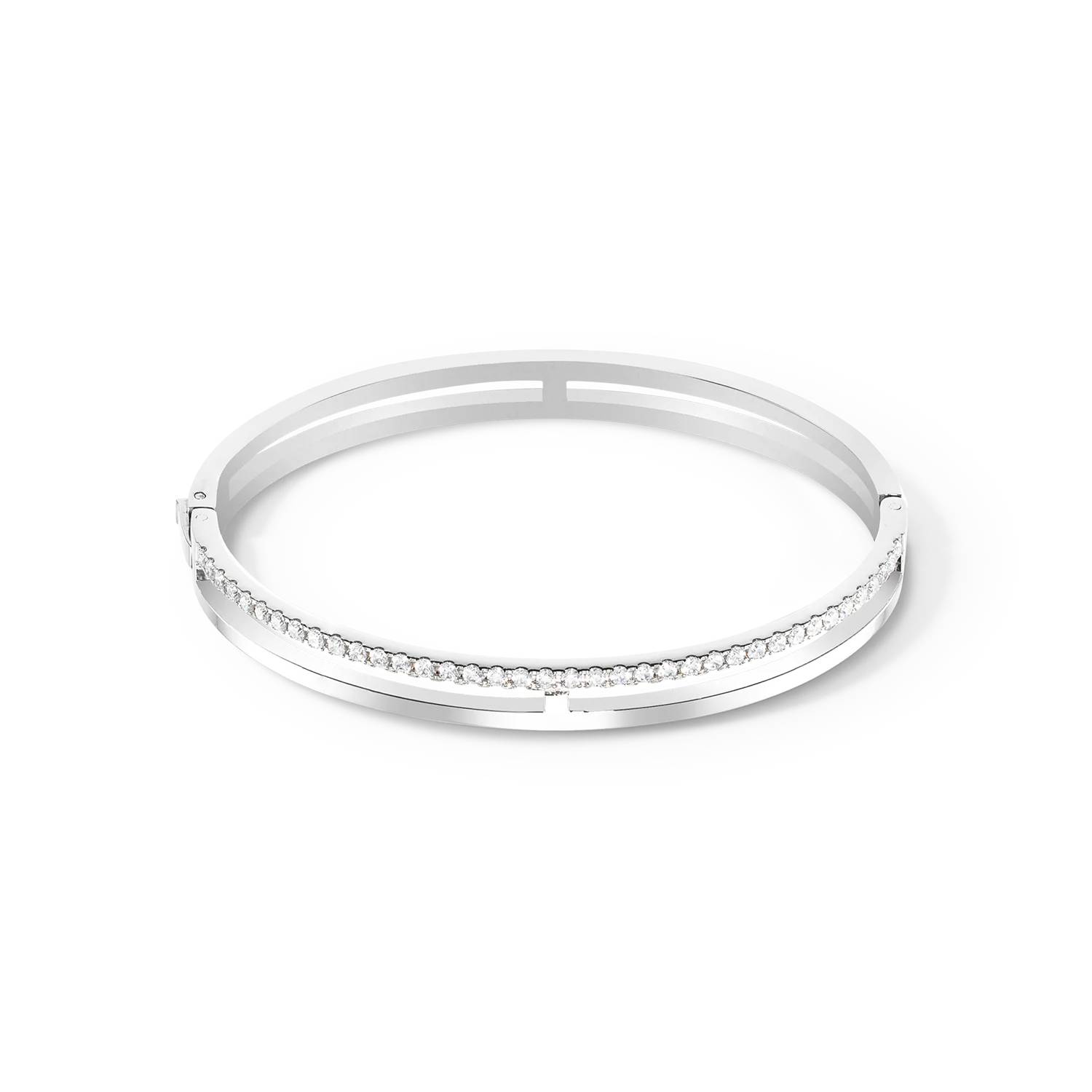 0136/32-1817-19. Coeur de Lion stalen bangle met zirkonia. 