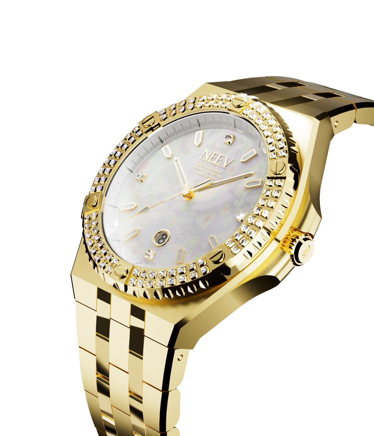 Dit product, modelnummer DD-633832-2, is een stijlvolle goudkleurige polshorloge met een roestvrijstalen kast. Het beschikt over een praktische datumaanduiding. Draag dit horloge om uw pols voor een elegante uitstraling bij elke outfit. Perfect voor zowel zakelijke als informele gelegenheden, dankzij het tijdloze ontwerp en de veelzijdige kleur.