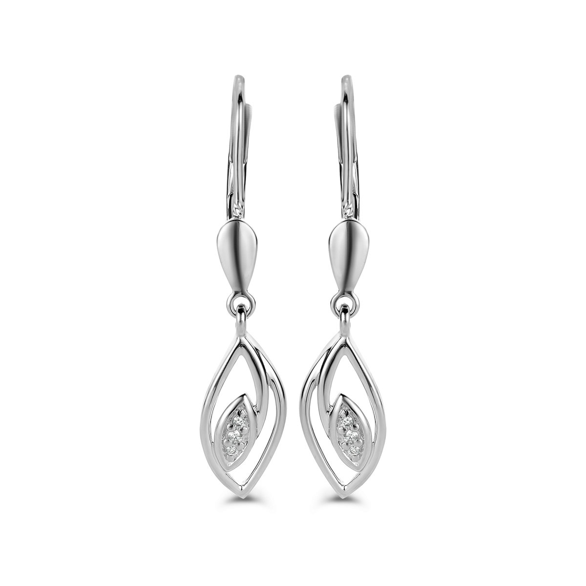 oorhanger in witgoud 18Kt en echte diamant 0.02Ct