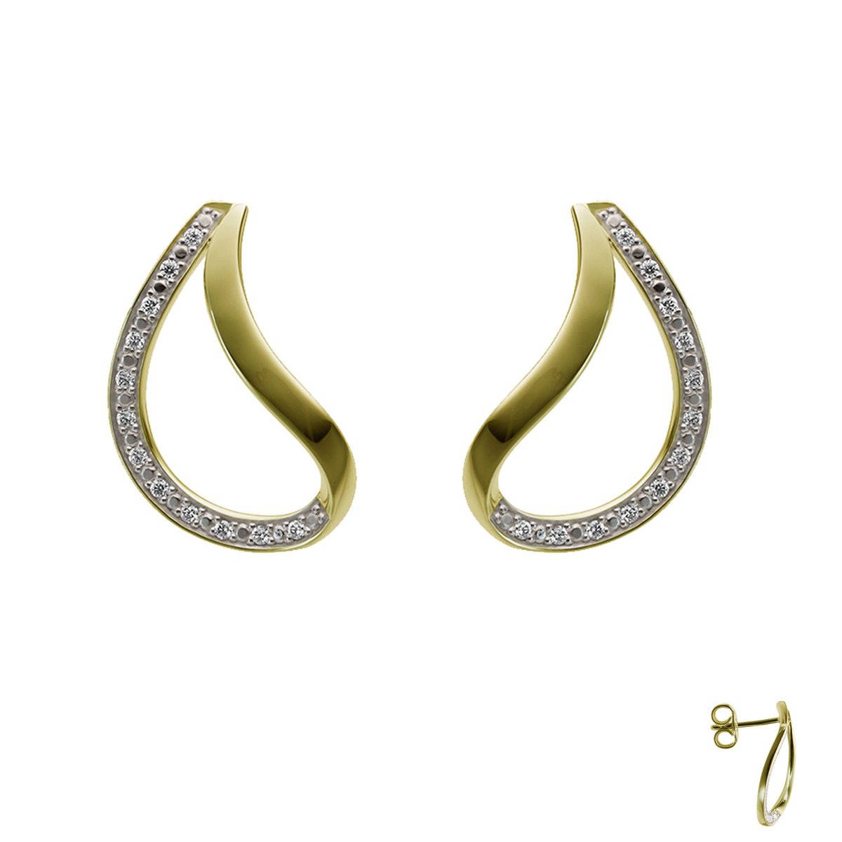 oorhanger tweekleurig goud 18Kt