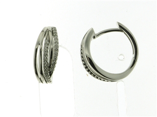 oorringen witgoud 18Kt met echte diamanten 0.16Ct