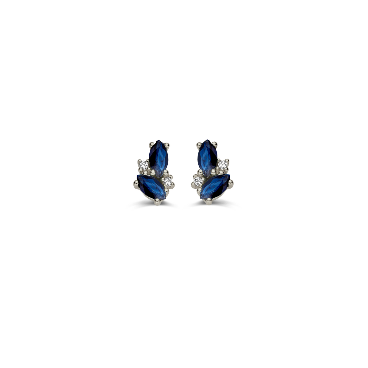 oorsteker witgoud 18Kt met saffier 0.52Ct en diamant 0.02Ct