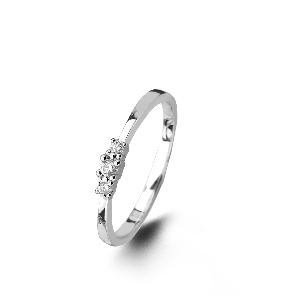 Ring witgoud 18Kt met echte diamanten 0.08Ct