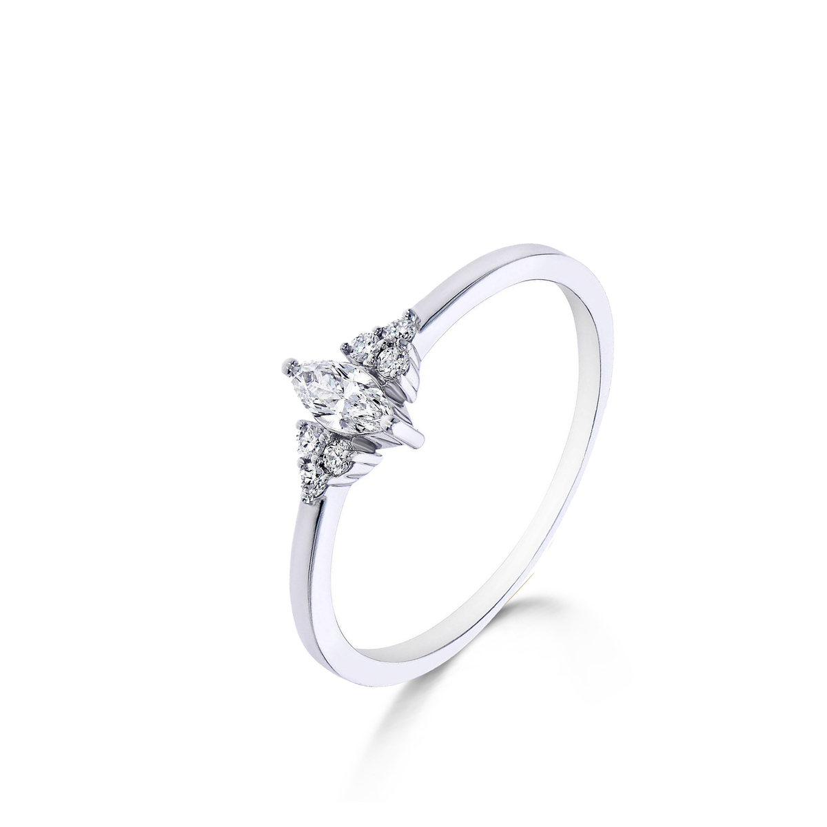 Ring witgoud 18Kt met echte diamanten 0.18Ct