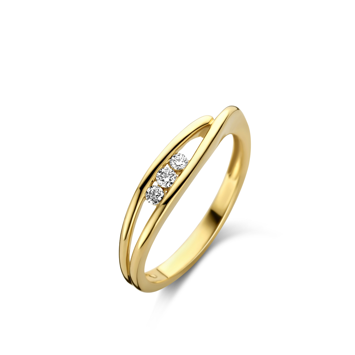 Ring geelgoud 18Kt met echte diamanten 0.10Ct