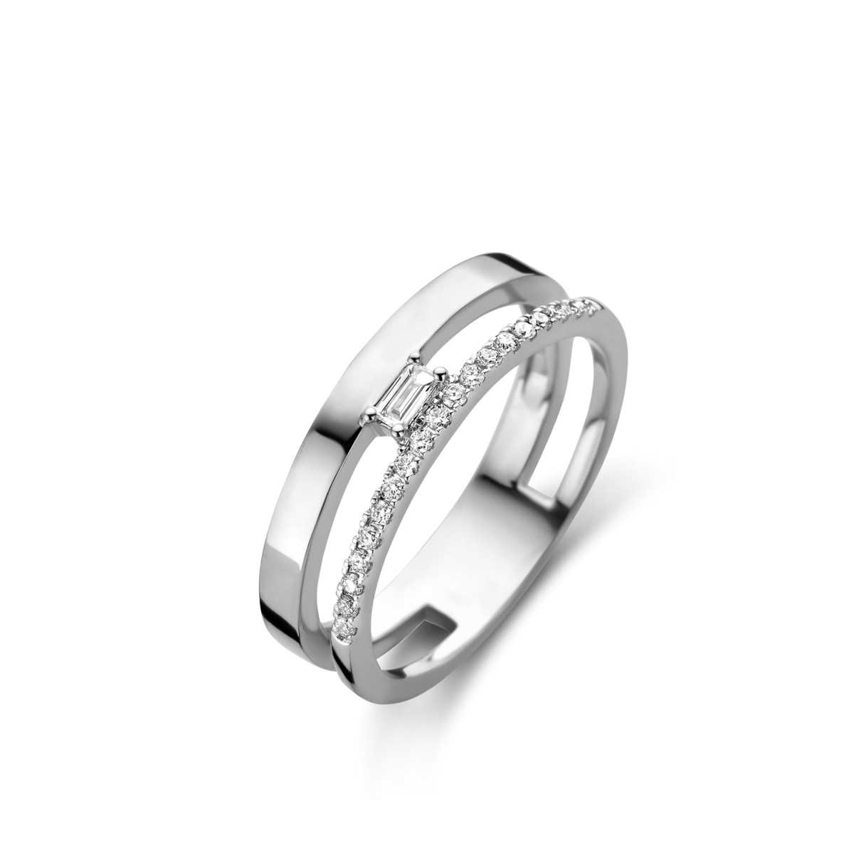 Ring witgoud 18Kt met echte diamanten 0.16Ct