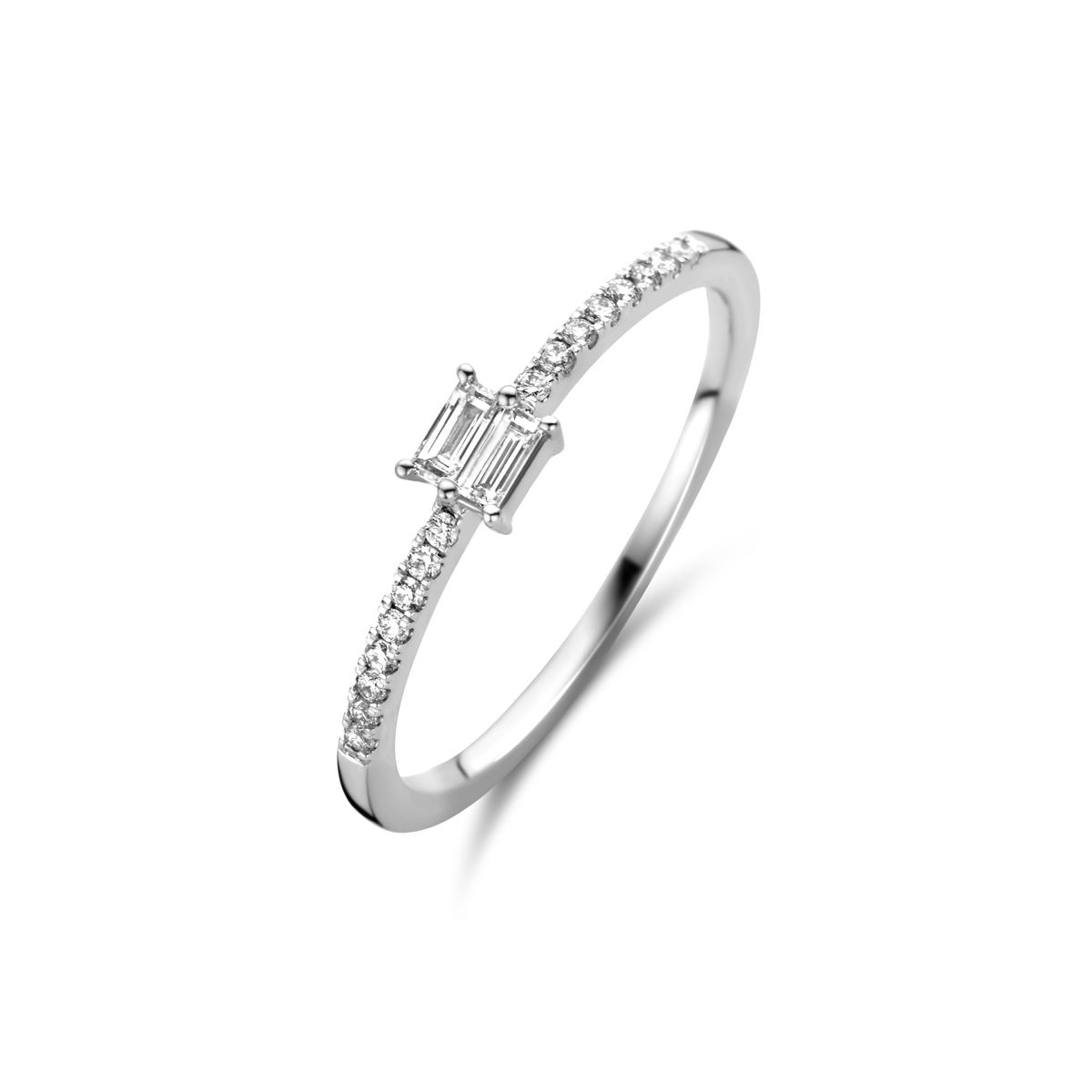 ring 18Kt met echte diamant 0.11Ct en kleine diamanten 0.08Ct