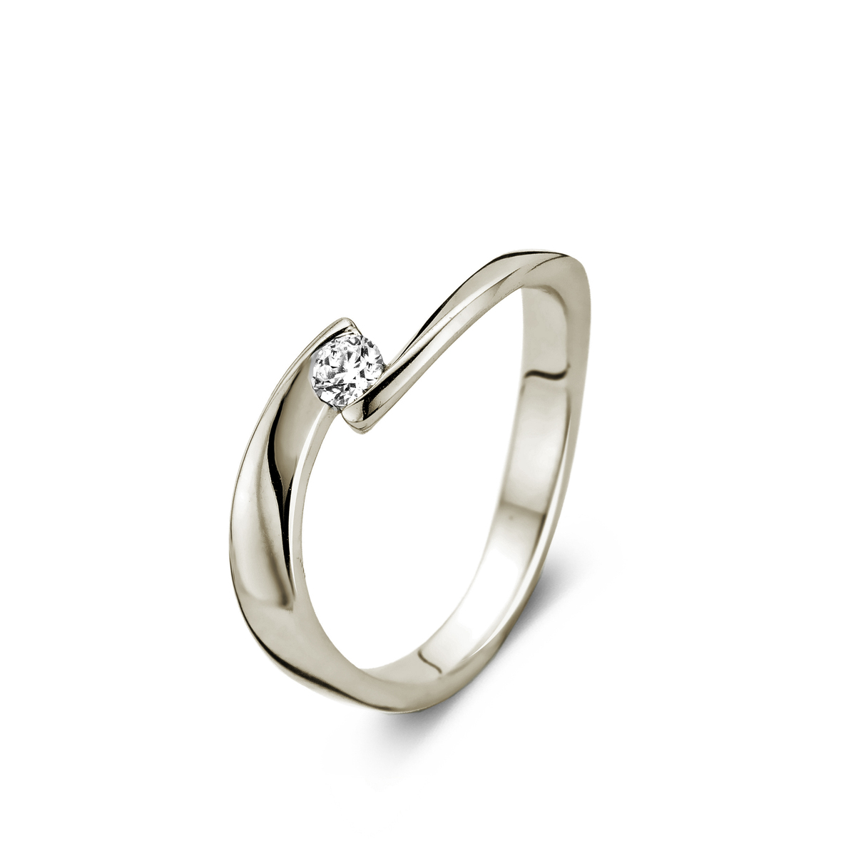 Ring witgoud met echte diamant 0.13Ct