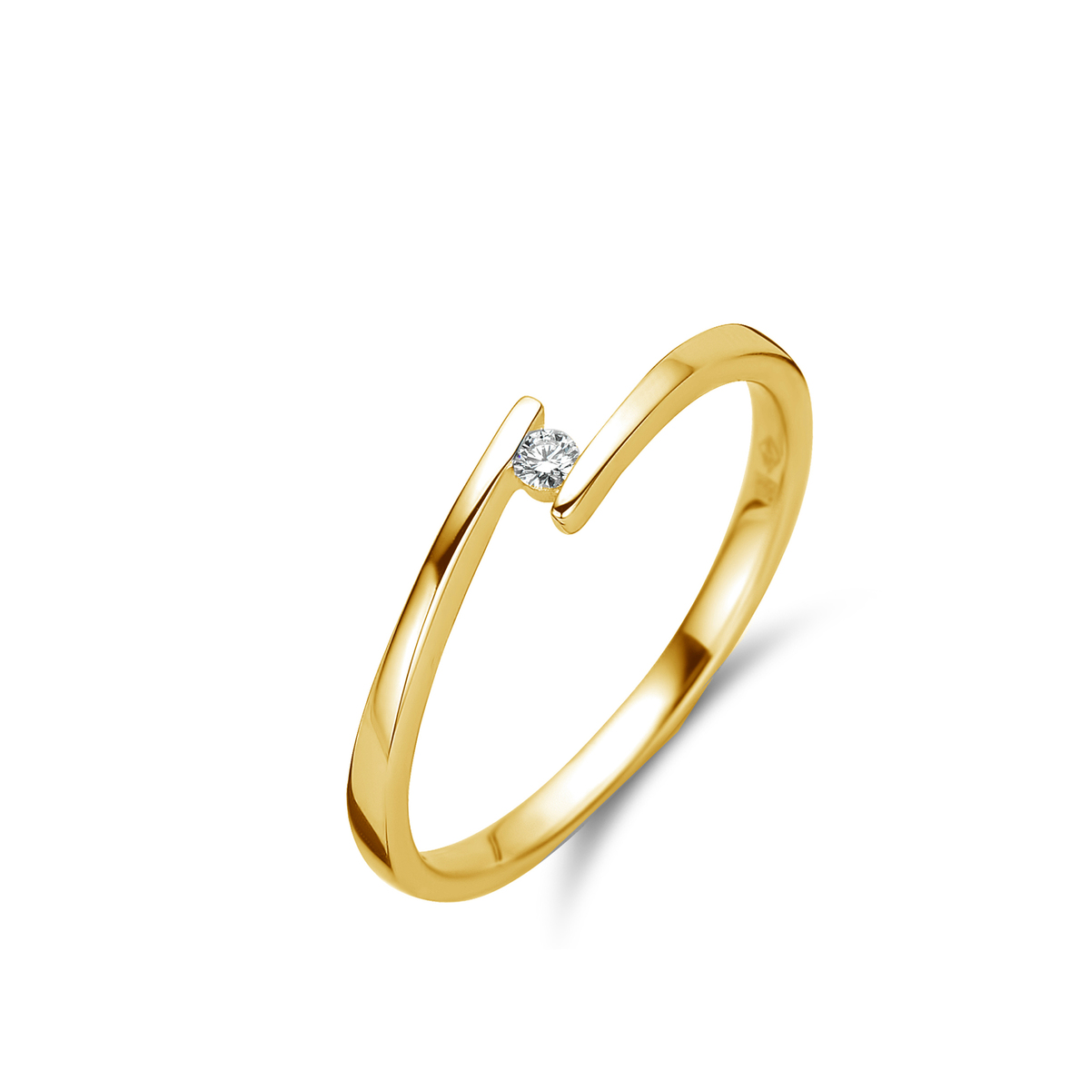 Ring geelgoud 18Kt met echte diamant 0.06Ct