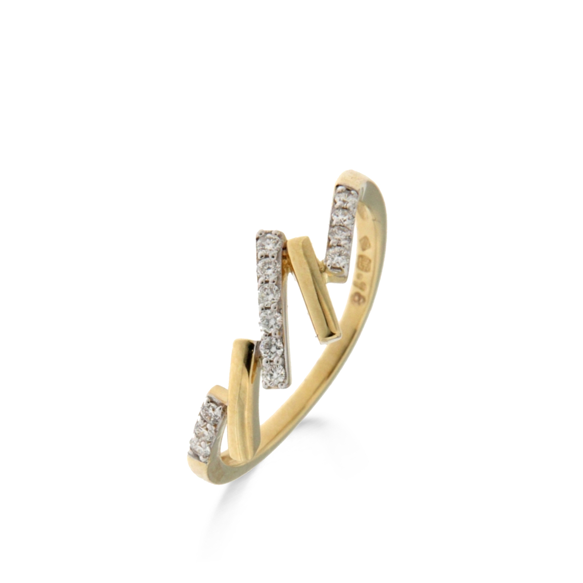 Ring geelgoud 18Kt met echte diamanten 0.18Ct