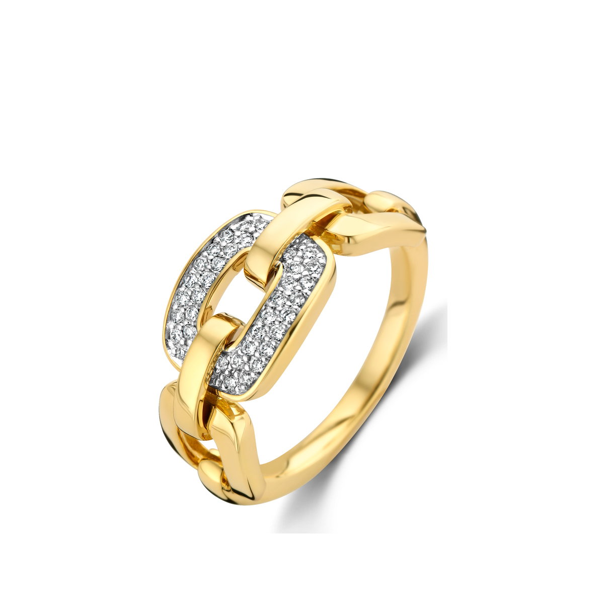 Ring geelgoud 18Kt let echte diamanten 0.16Ct