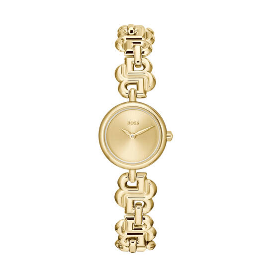 Dit Boss horloge behoort tot de Double B collectie.
Referentienummer: HB1502794

Dit Boss horloge is een elegant horloge. Het valt op door zijn goudenkleurige kast en speciale band. De ronde kast heeft een diameter van 23MM en is getest op een waterdichtheid van 3 ATM / 30 M. Draag dit stijlvolle horloge als aanvulling op zowel uw formele als casual outfits