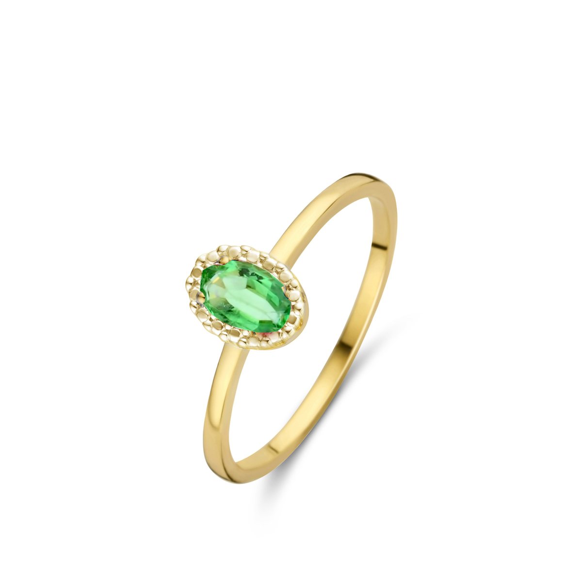 Ring geelgoud 18Kt met smaragd 0.25Ct