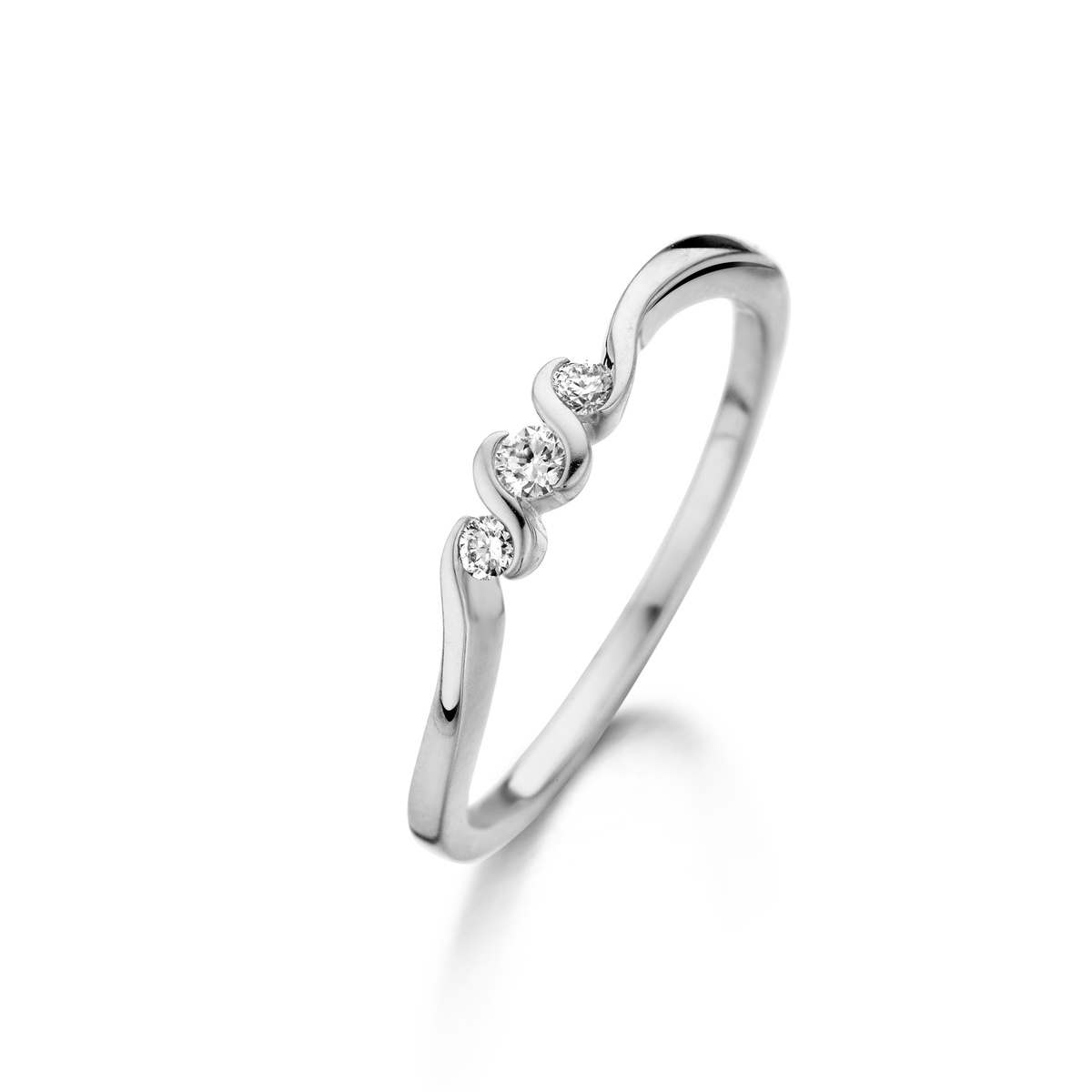 Ring witgoud 18Kt met echte briljant 0.10 Ct