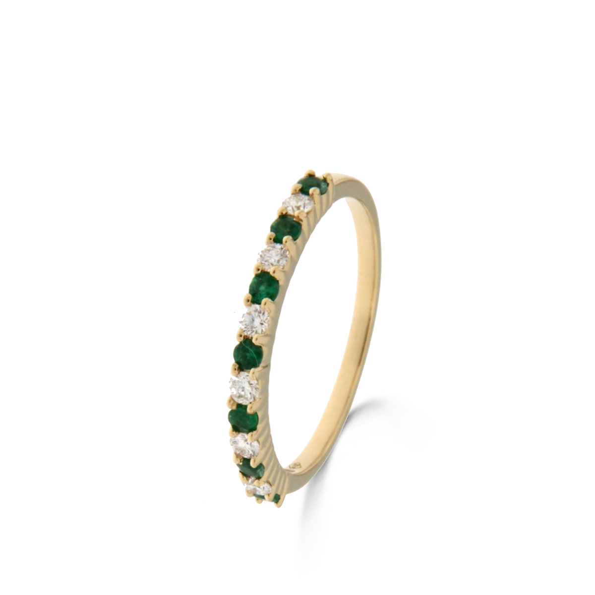 Ring geelgoud 18Kt met smaragd 0.20Ct en echte diamanten 0.18Ct 