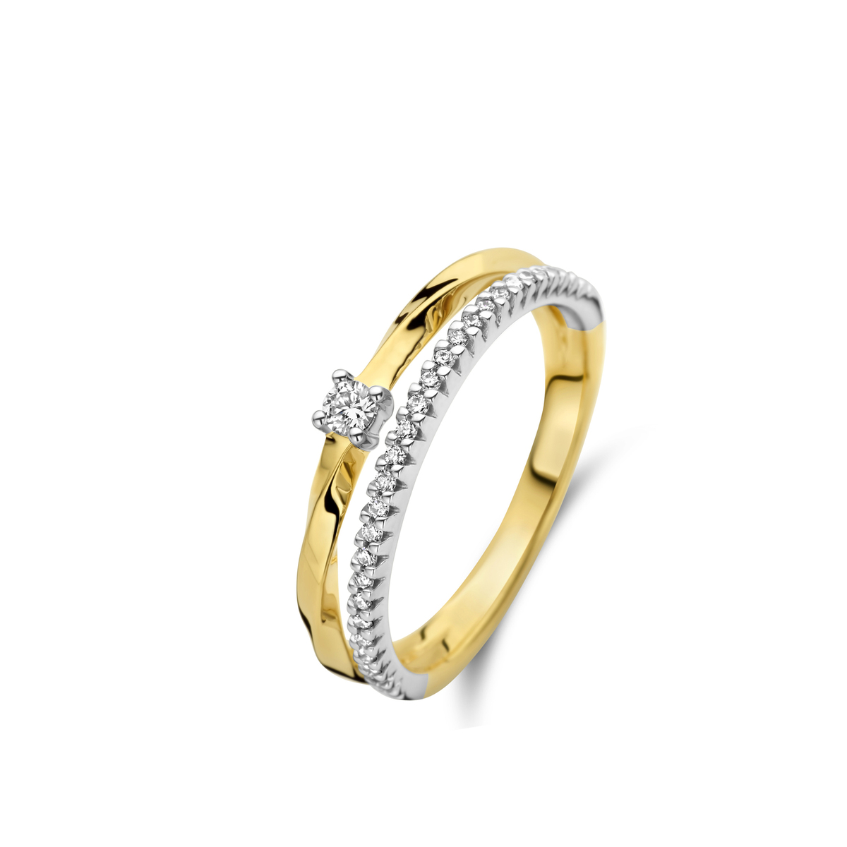 Ring geelgoud 18Kt met echte diamanten 0.17Ct