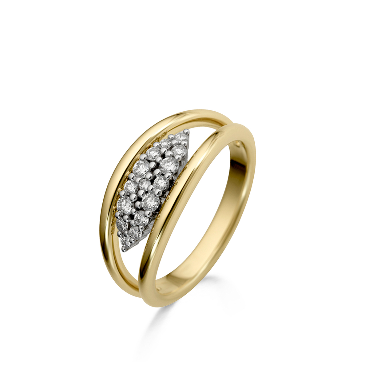 Ring geelgoud 18Kt met echte diamanten 0.27Ct