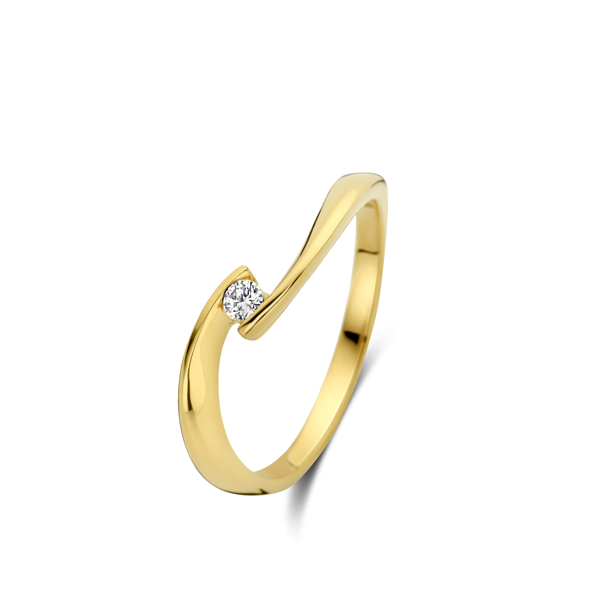 Ring geelgoud 18Kt met echte briljant 0.04Ct