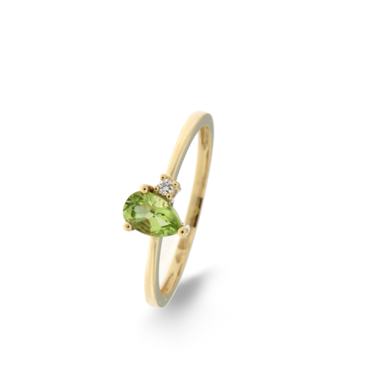 Ring geelgoud 18Kt met tourmalijn 0.45Ct en echte diamant 0.02Ct