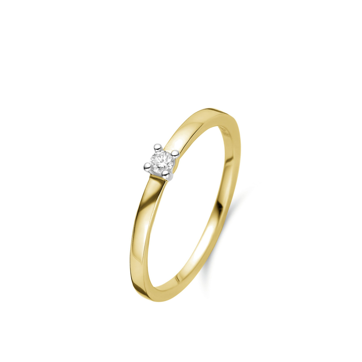 Ring geelgoud 18Kt met echte briljant 0.08Ct