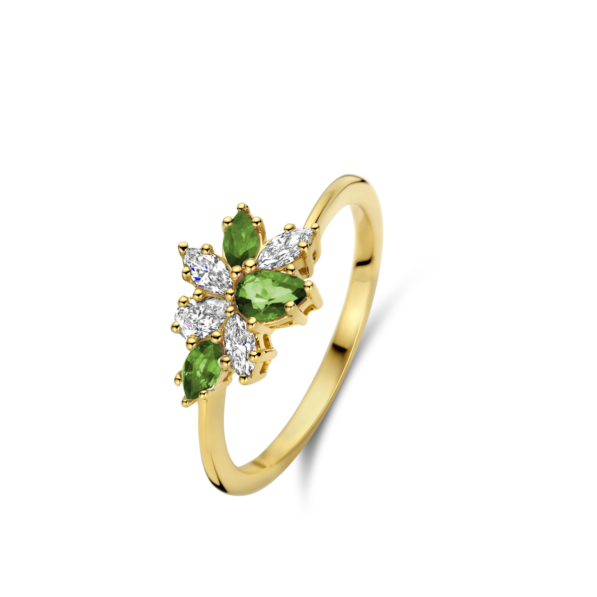 Ring geelgoud 18Kt met tourmalijn 0.21Ct en echte diamanten 0.09Ct