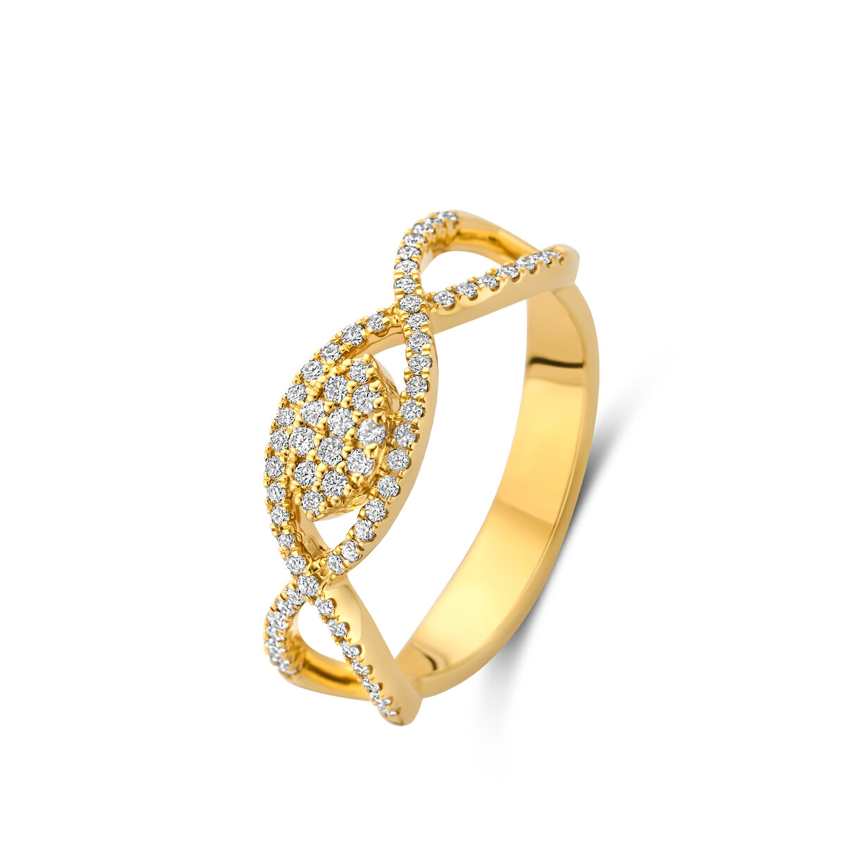 Ring geelgoud 18Kt met echte diamanten 0,27Ct