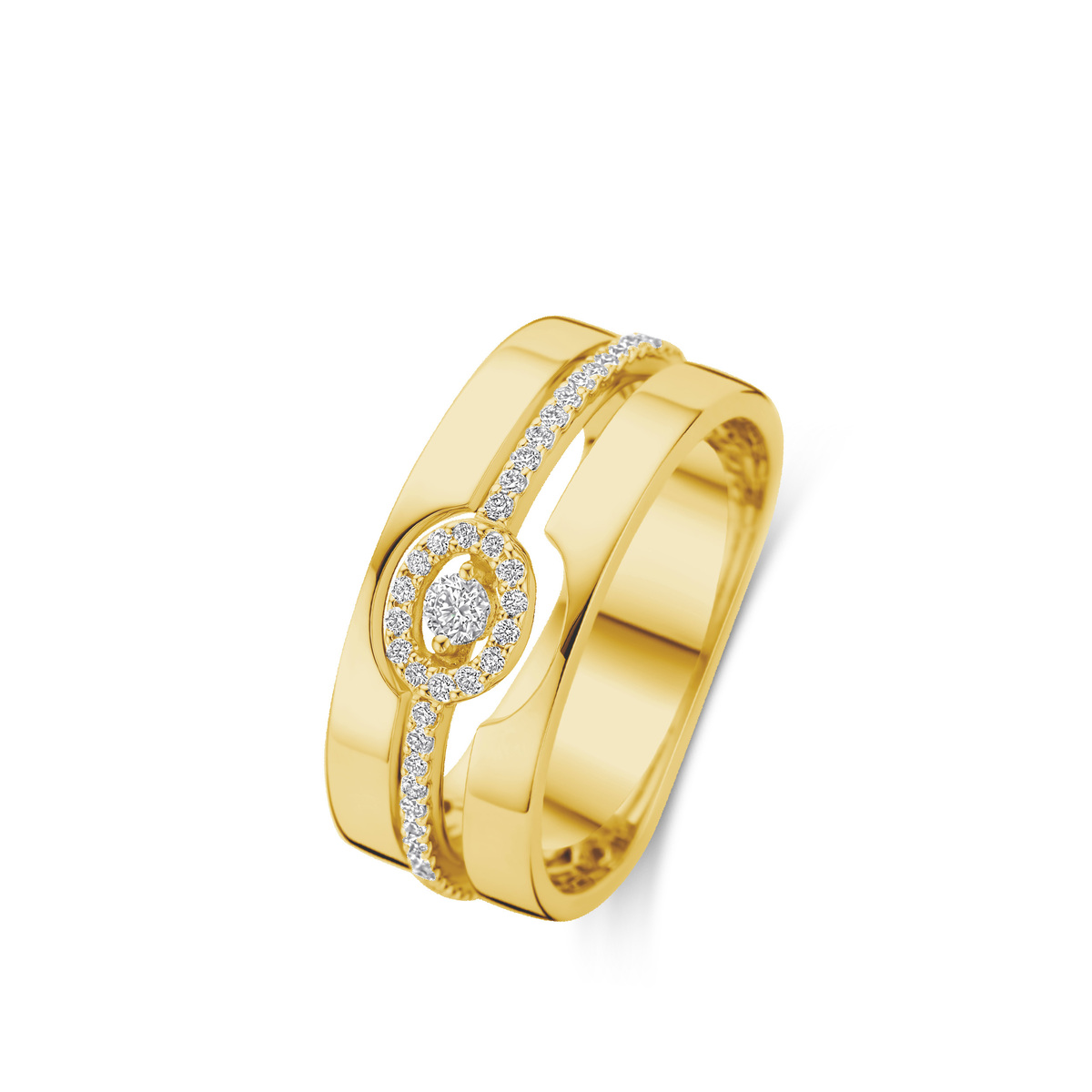 Ring geelgoud 18Kt met echte diamanten 0.20Ct