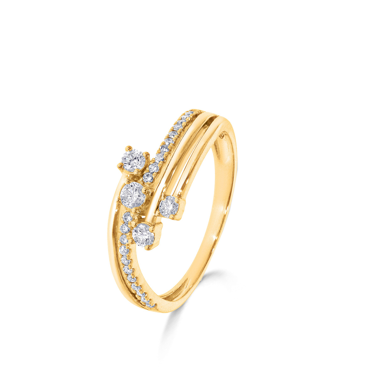 Ring geelgoud 18Kt met echte diamanten 0.32Ct