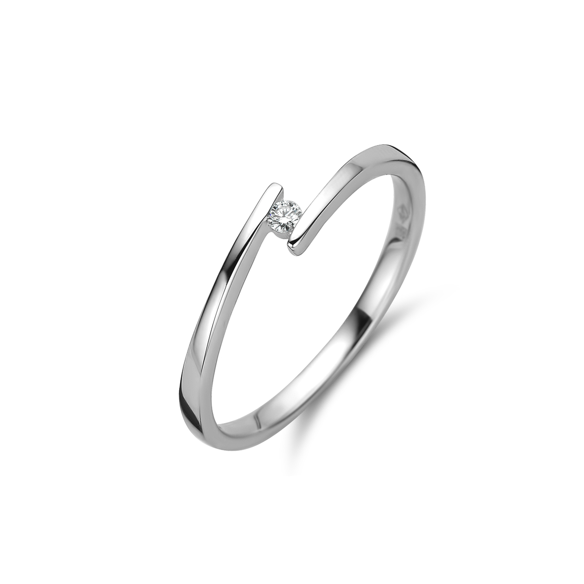 Ring 18Kt witgoud met echte briljant 0.06Ct