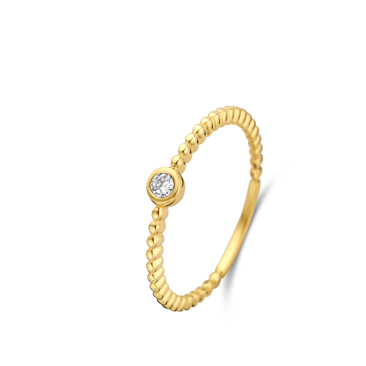 Ring geelgoud 18Kt met echte briljant 0.07Ct