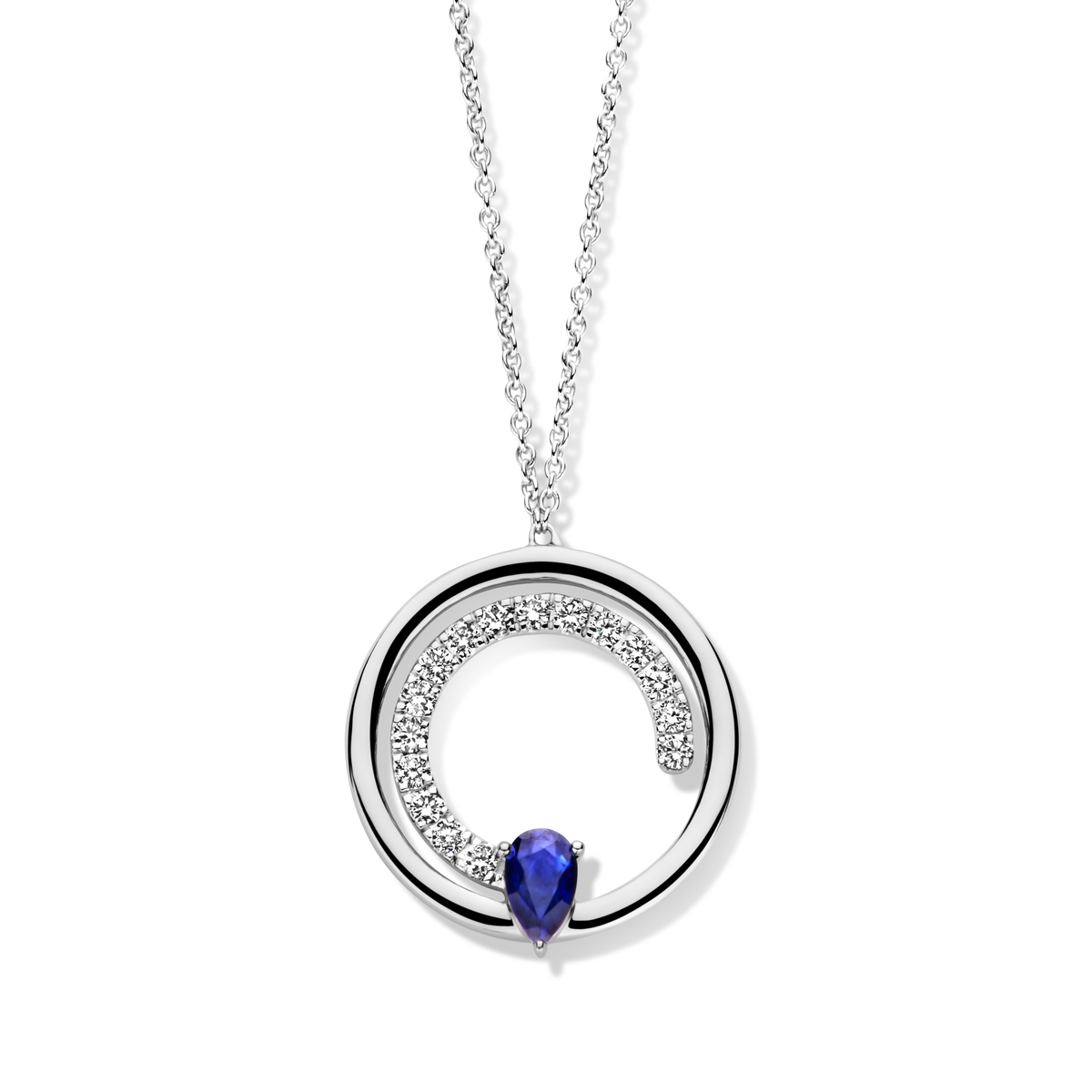 hanger 18kt met saffier en diamant