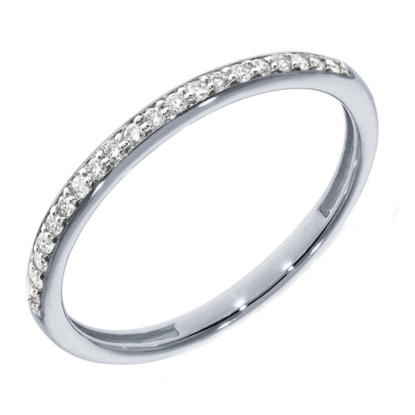Witgouden alliance ring van het merk Pas. 20 briljantjes, 0.14crt totaal. Ring is mooi te dragen naast sollitair.