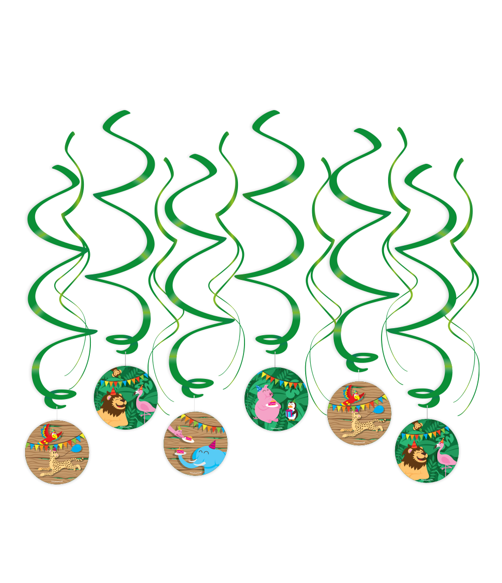 De Jungle swirl decorations van Paper Dreams zijn speciaal gemaakt voor feestjes met als thema de jungle! De swirls zijn gemaakt van plastic en papier en zijn ongeveer 70 centimeter lang.