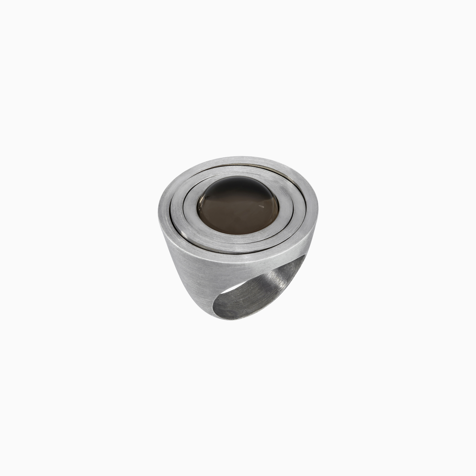 een 925/1000 zilveren ring Antonio Bernardo model Atmos met een rookkwarts. 