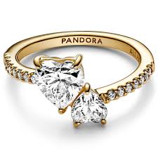 Pandora Dubbel hart sprankelende ring