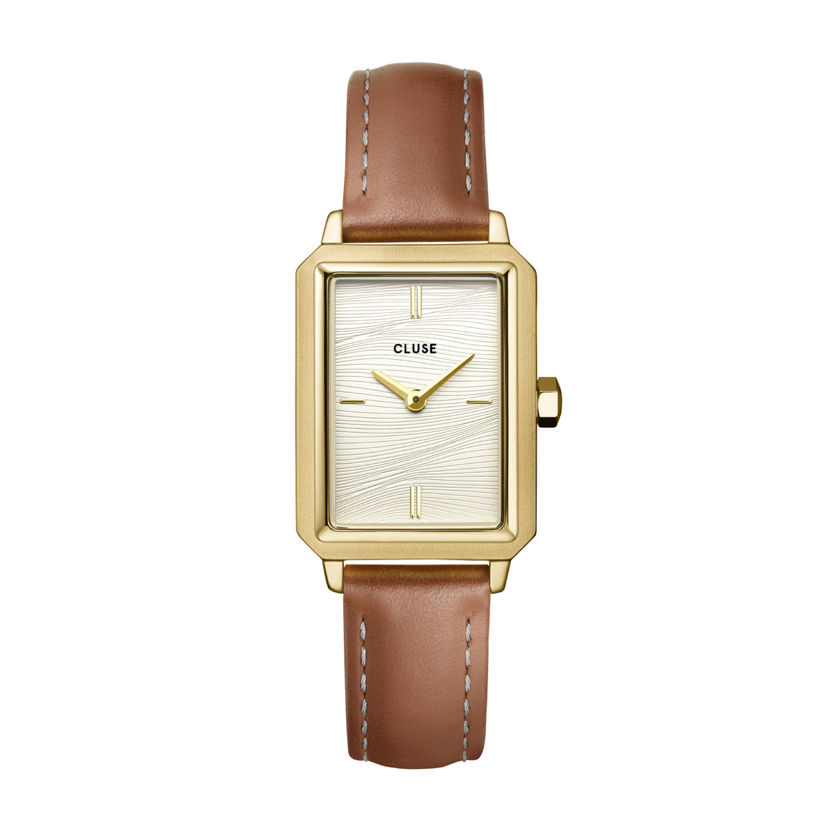 CLUSE  Fluette Watch Leather Nutshell, Sand Texture White, Gold Colour.

Dit Cluse horloge heeft een kast gemaakt van Roestvrijstaal met een diameter van 23 mm en is voorzien van een leren band. In de kast bevindt zich een Seiko Instruments Inc. kwaliteitsuurwerk en is afgewerkt met Mineraalglas.

Het horloge is 5ATM. Dit betekent dat het horloge geschikt is om mee te douchen. Verder wordt het horloge geleverd met 2 jaar garantie.