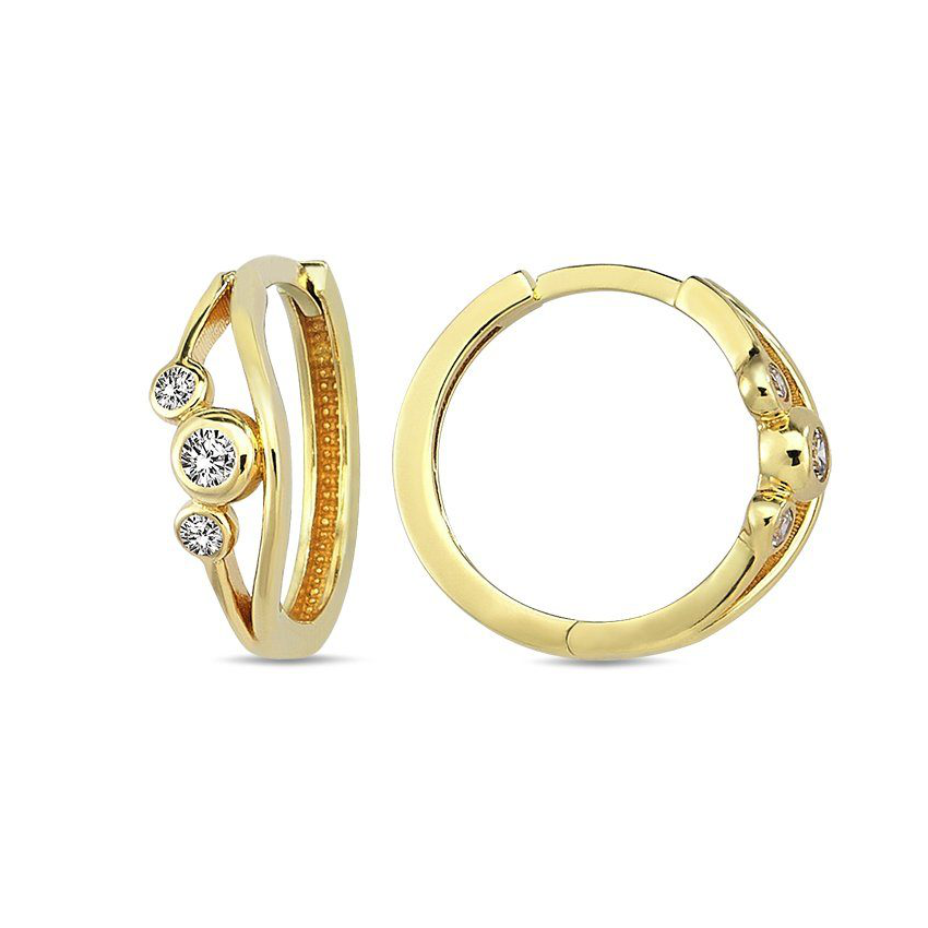 Geelgouden Klapoorringen Fantasie met Zirkonia