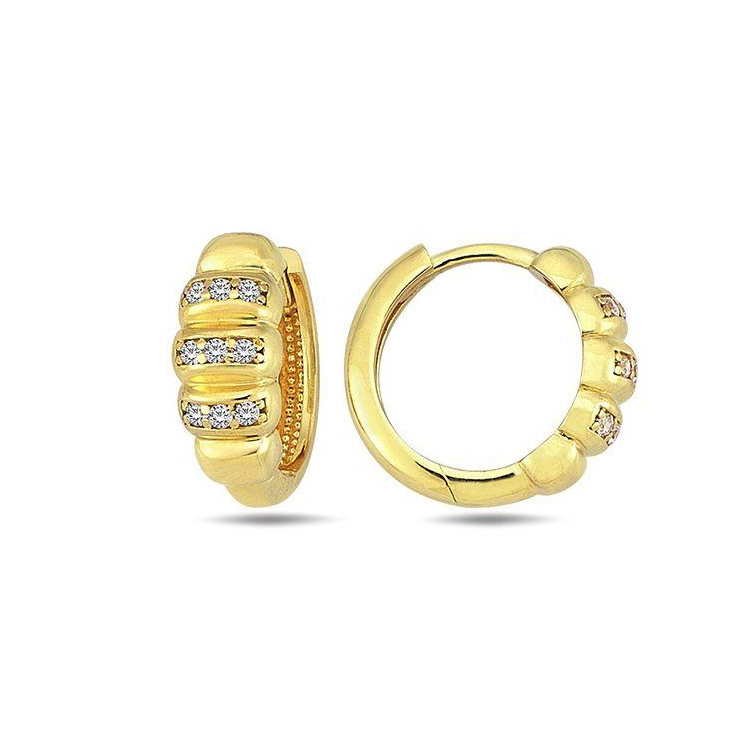 Geelgouden klapoorringen Fantasie met Zirkonia