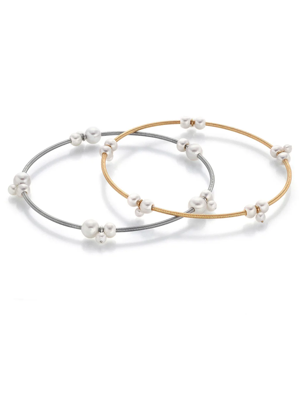 Een stalen armband Eva Strepp model Mini Trio met 12 zoetwater parels