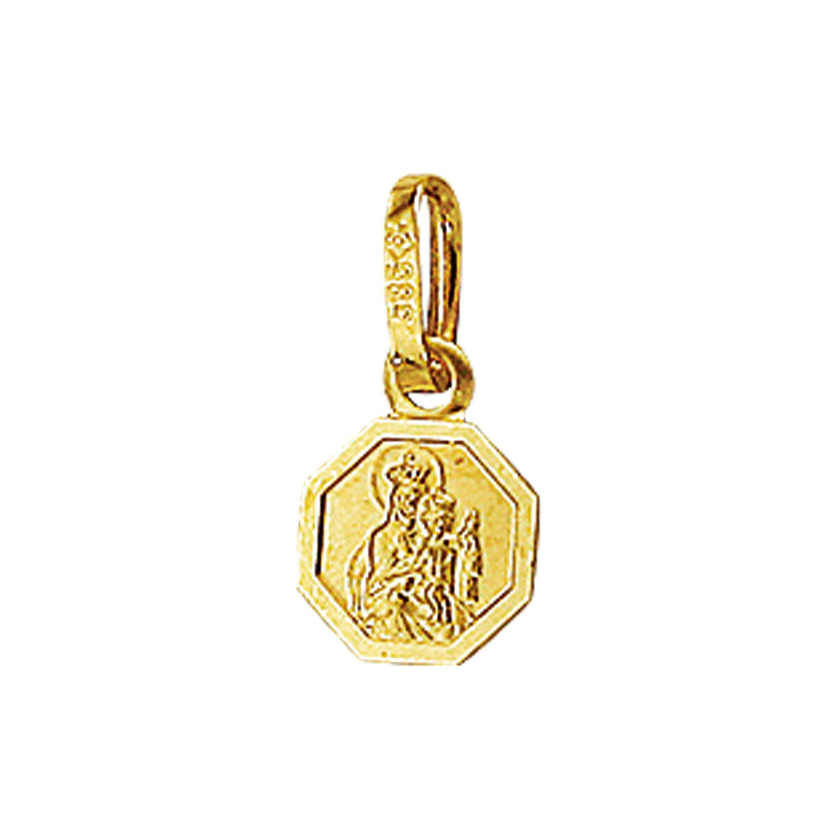 Gouden hanger scapulier medaille 8mm 6kant 