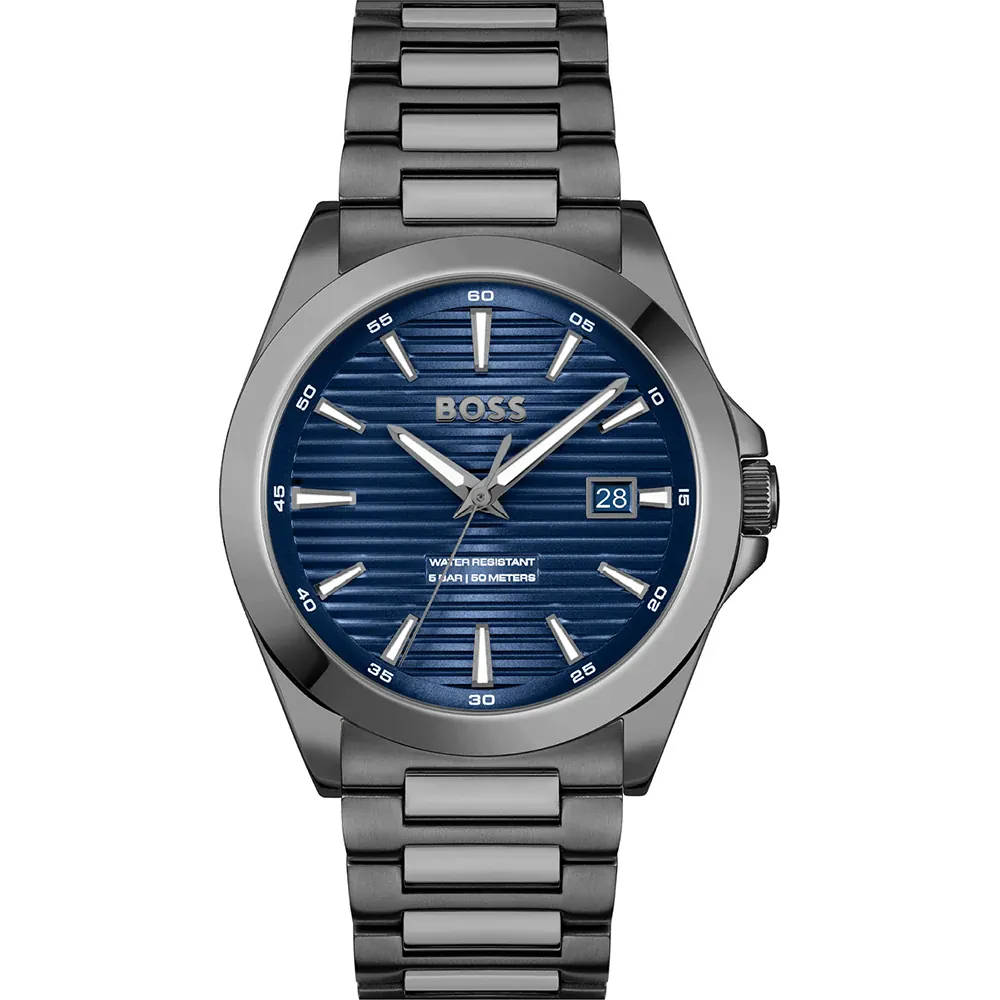 Ontdek de stijlvolle Hugo Boss Heren Horloge 1514175. Dit polshorloge heeft een roestvrijstalen kast met mineraalglas en een blauwe analoge wijzerplaat. De grijze roestvrijstalen band geeft een moderne uitstraling. Met een waterdichtheid van 5 ATM en een datumfunctie is het perfect voor dagelijks gebruik. Combineer met zakelijke of casual outfits voor een verfijnde look.