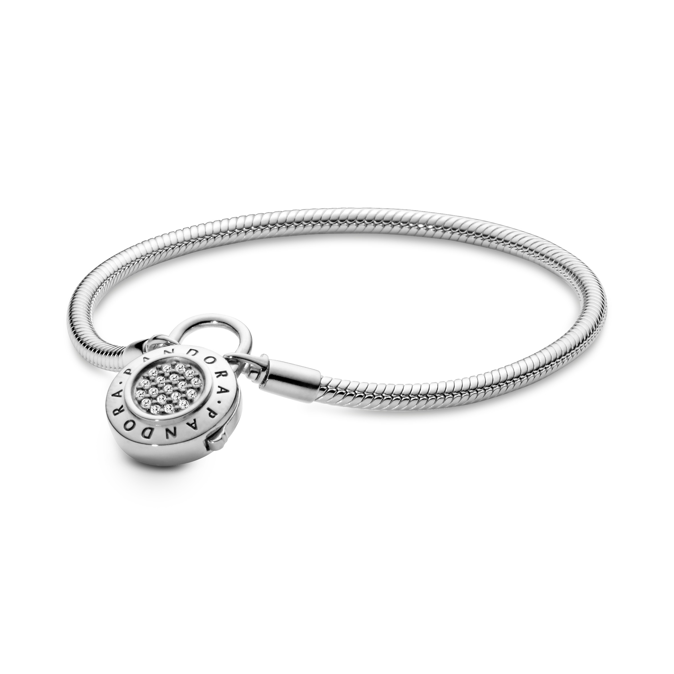 Pandora - Zilveren armband met Padlock sluiting bezet met zirconia's - 597092CZ-21