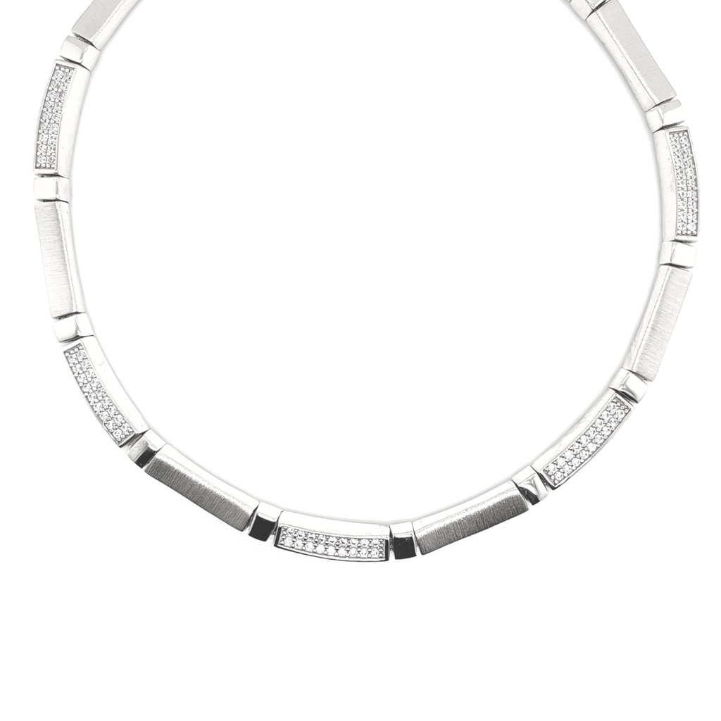 Zilveren collier Mat/ Glans met Zirkonia