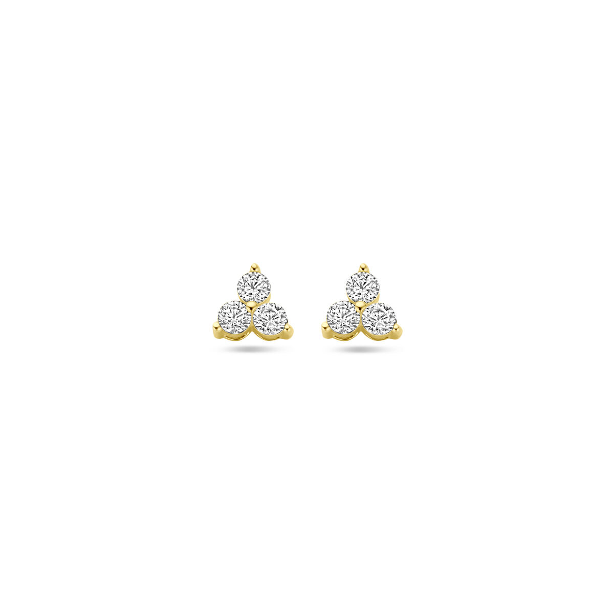 14k Geelgouden oorknoppen uitgevoerd met zirkonia. De oorknoppen hebben een afmeting van 4.5x5mm.
