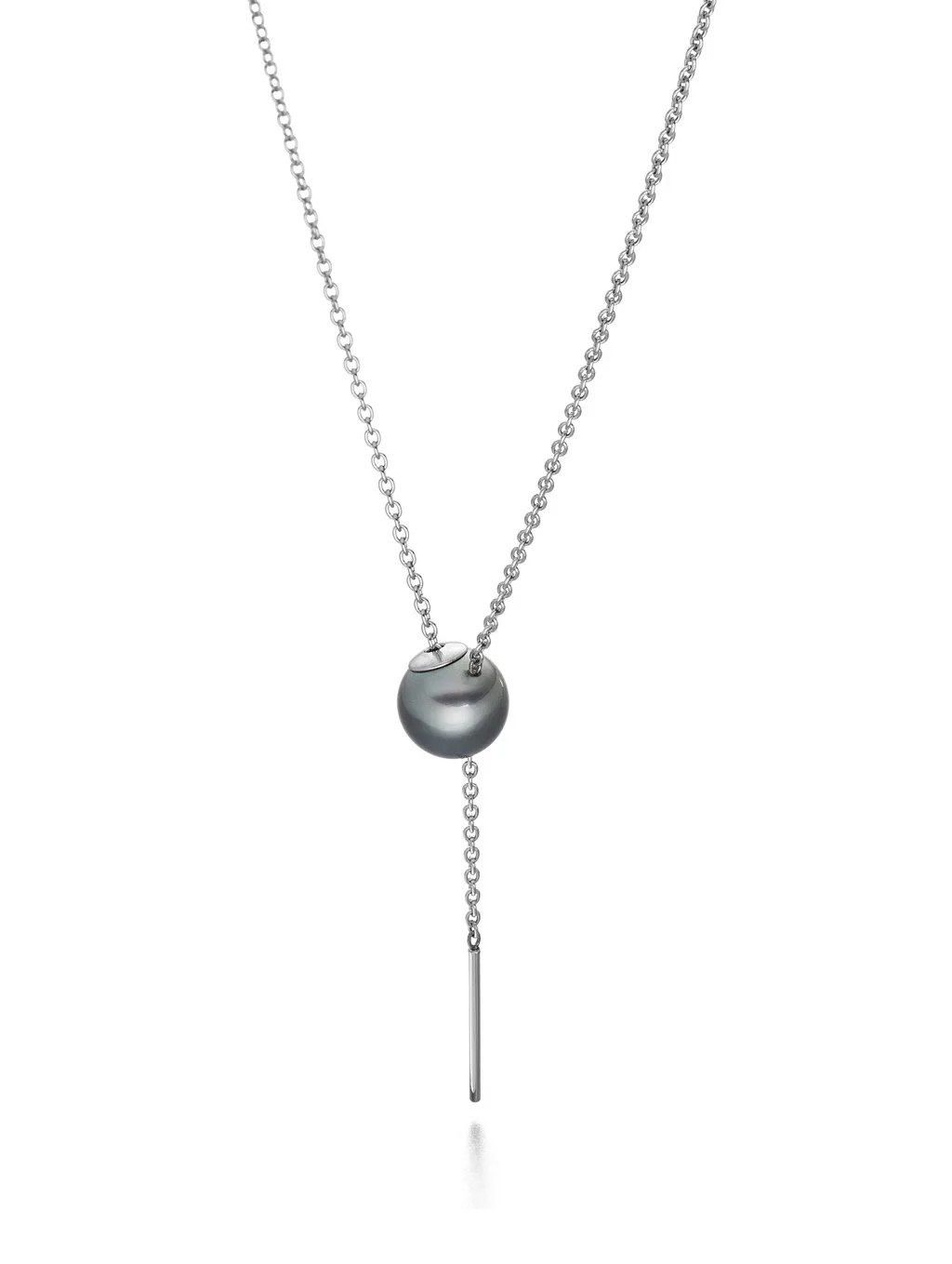 Een stalen collier Eva Strepp model Lift met een Tahiti Parel