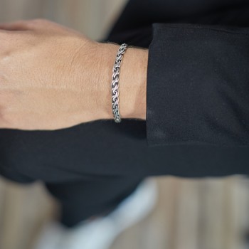 Massief zilveren armband met bakslot op 20 cm
