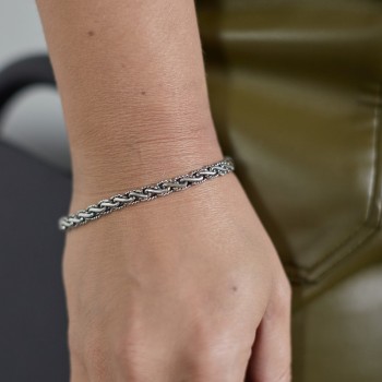 Massief zilveren armband met bakslot op 19 cm