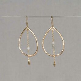 Jéh Jewels oorhangers + slinger met labradoriet asymmetrisch | Zilver verguld | 21454